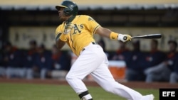 Yoenis Céspedes de los Atléticos de Oakland.