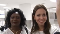 Berta Soler y María Corina Machado coinciden en aeropuerto de Miami