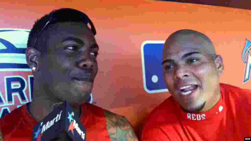 Aroldis Chapman y Brayan Peña